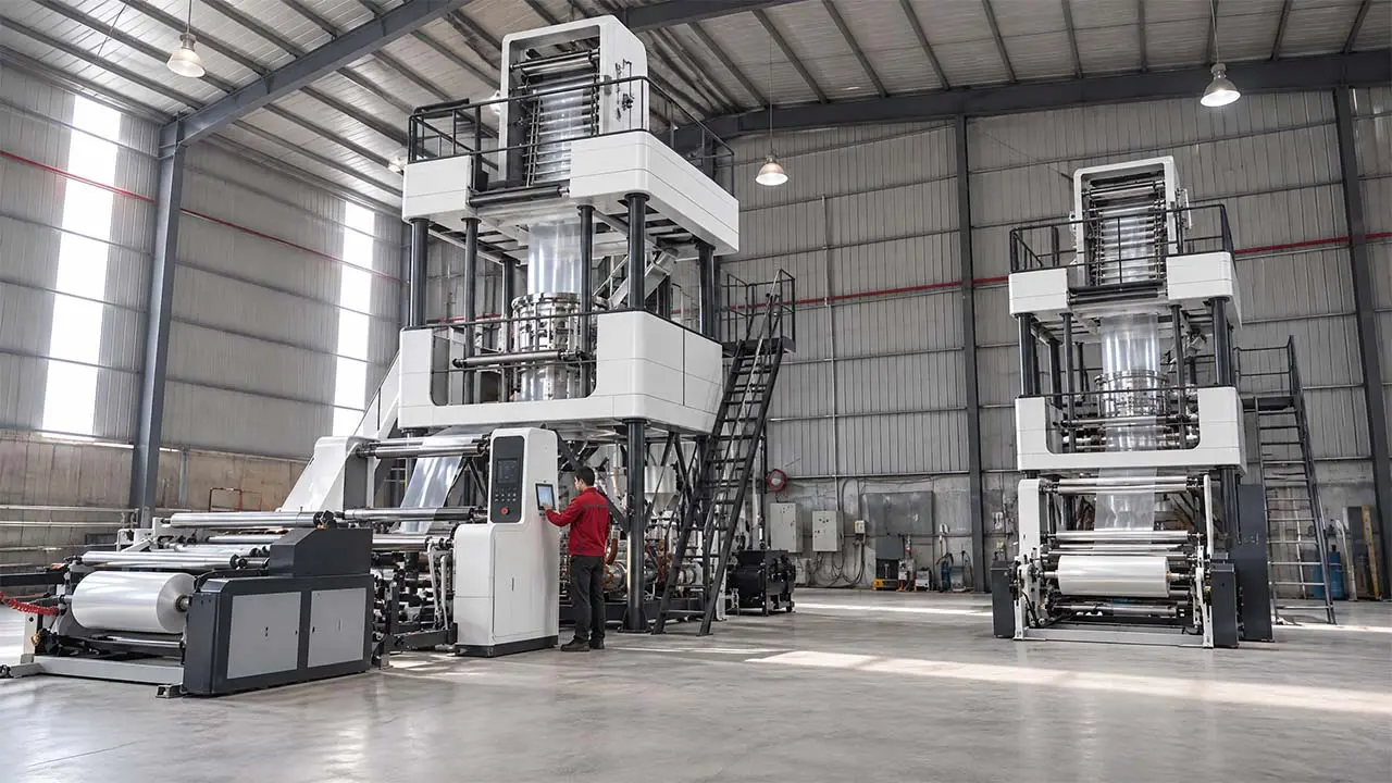 Production floor overview — mono-layer blown film machine running cost reference