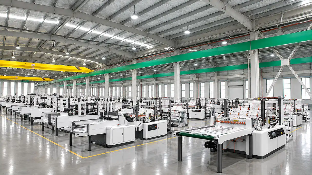 LayerQuestar bag making machine production line — T-shirt bags, courier bags and garbage bags in operation