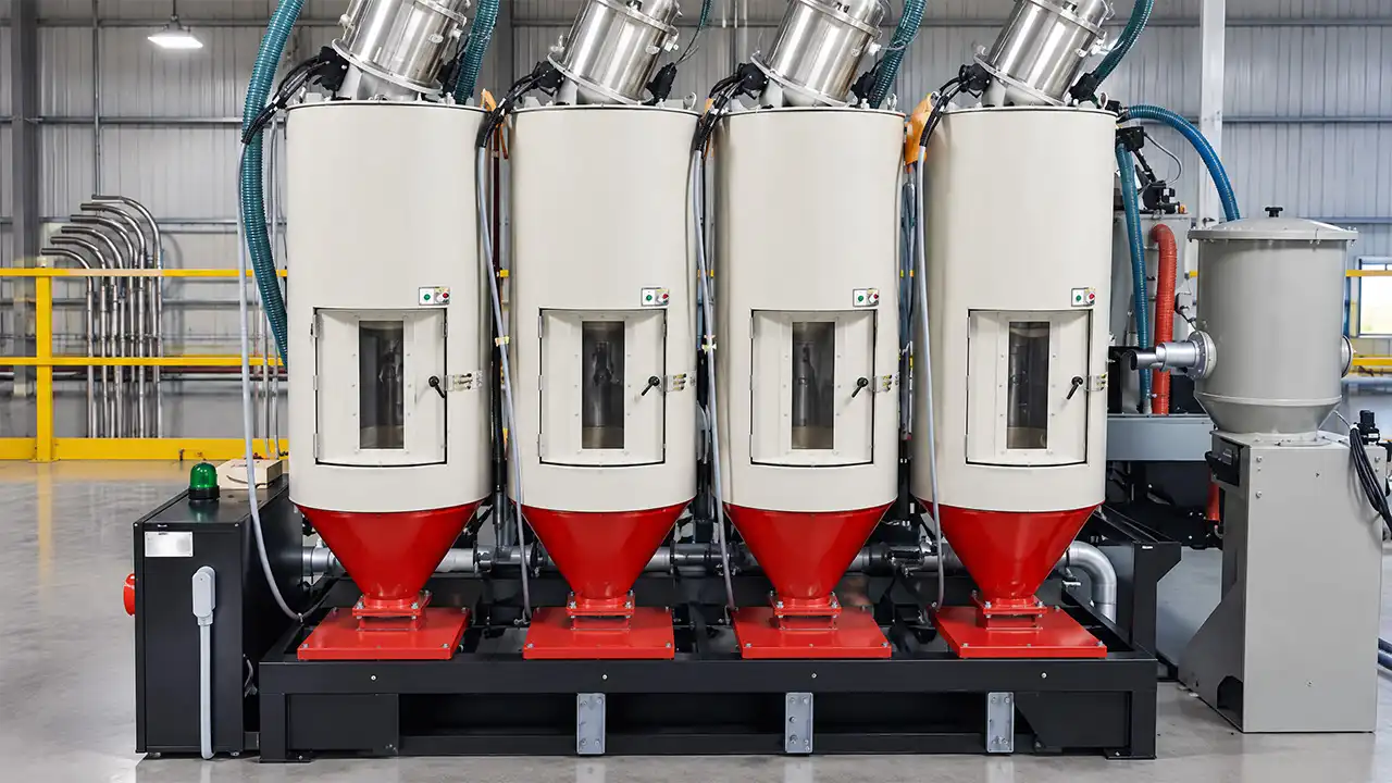 Resin hopper and material changeover — mono-layer blown film machine