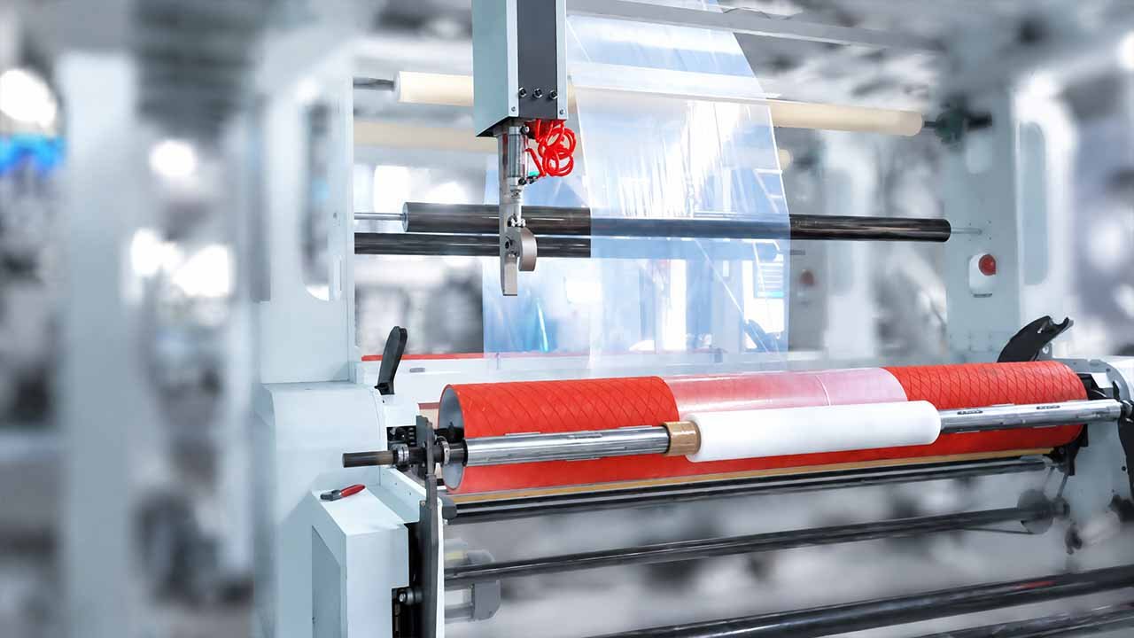 Blown film winding unit — automatic roll changeover, surface and centre winding