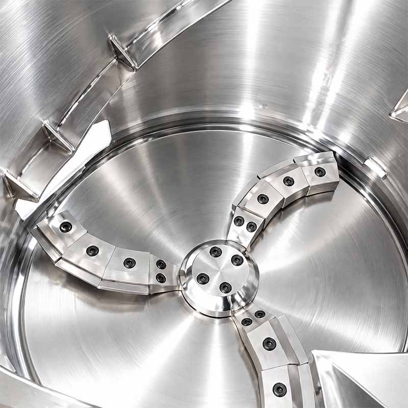 Compactor rotor close-up — LayerQuestar PP woven bag recycling line feeding system
