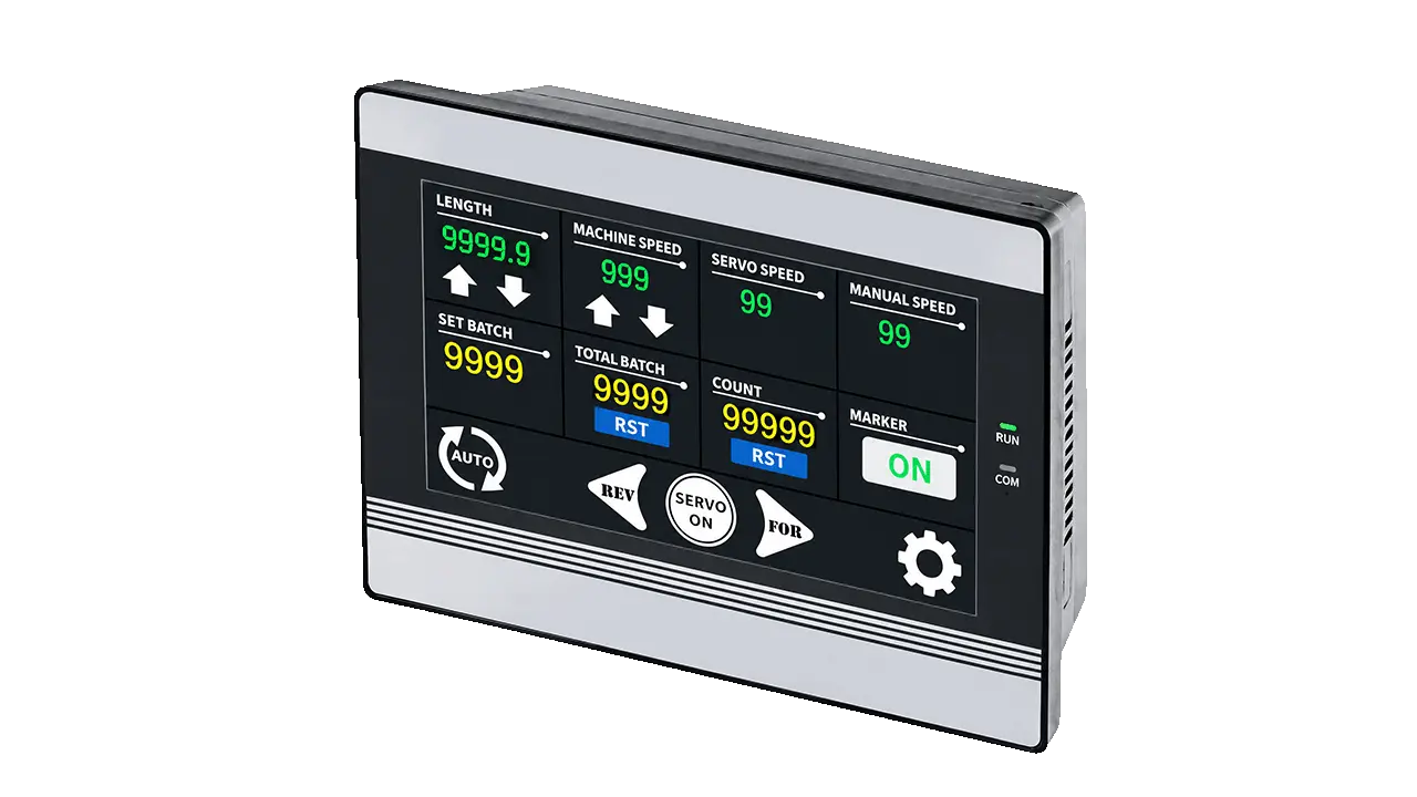Microcomputer control panel close-up — LayerQuestar CRB machine digital control system