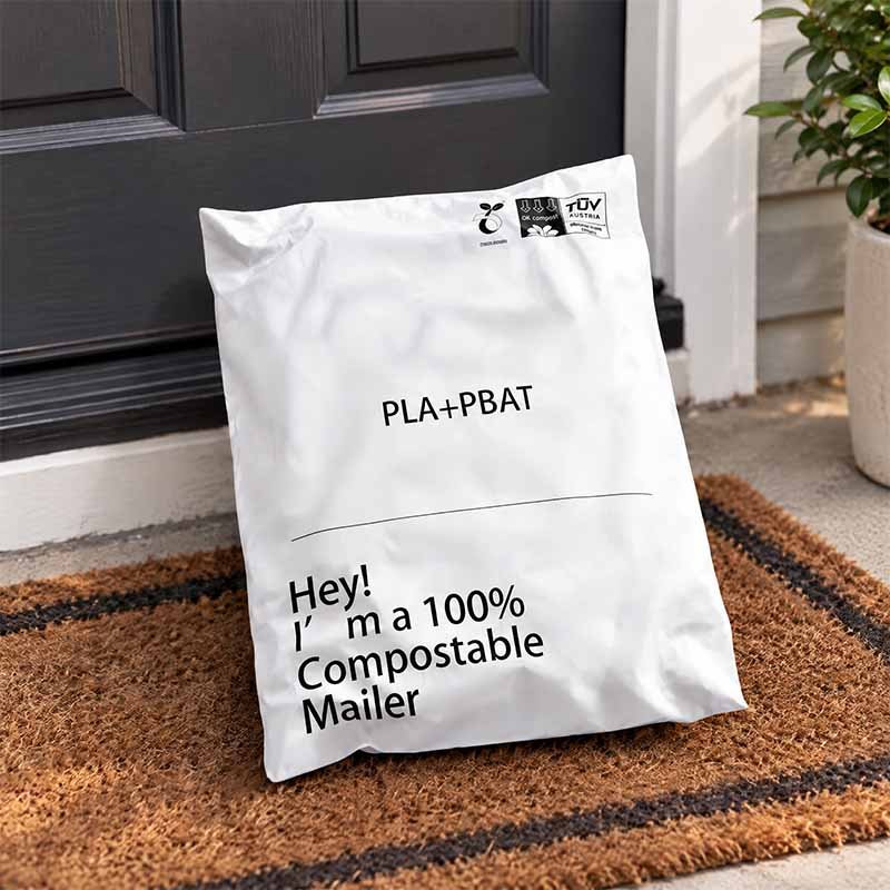 Biodegradable PBAT courier bags — compostable poly mailer production