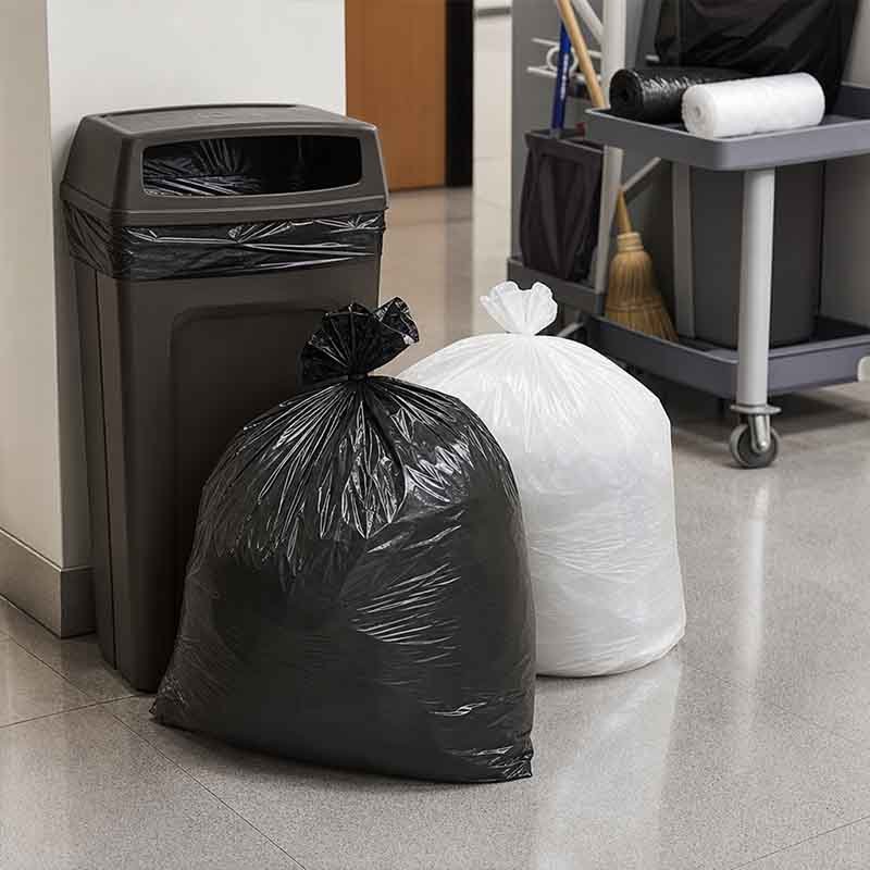 LDPE garbage bags and bin liners produced on a mono-layer blown film machine