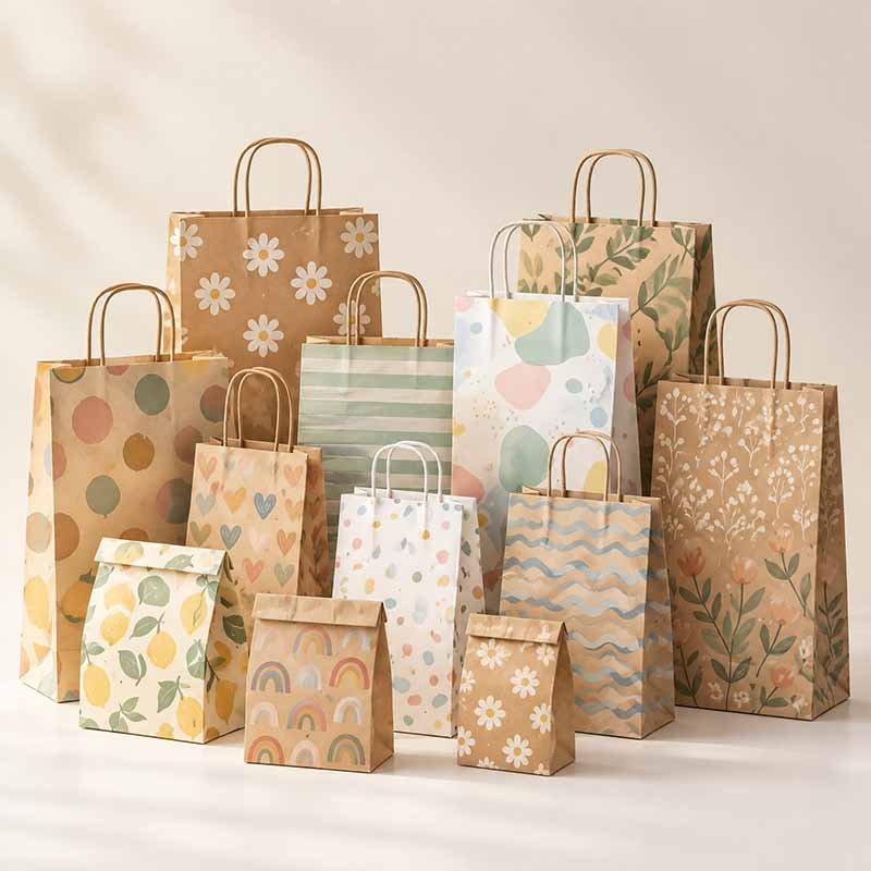 Printed kraft paper bags and retail paper shopping bags