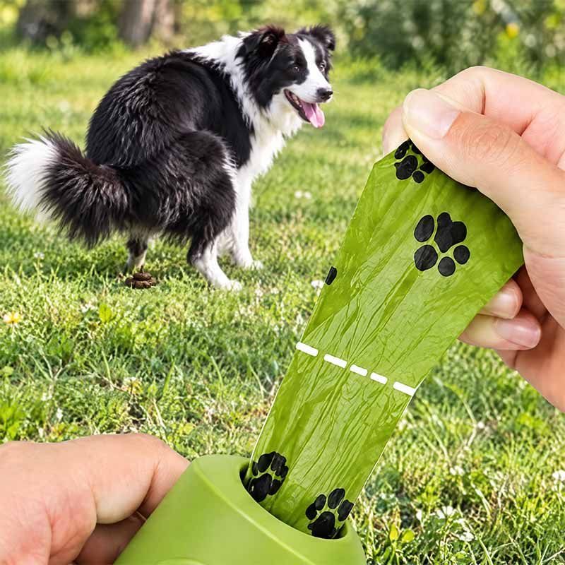 Pet waste drawstring bags on roll — compact format for dispensers