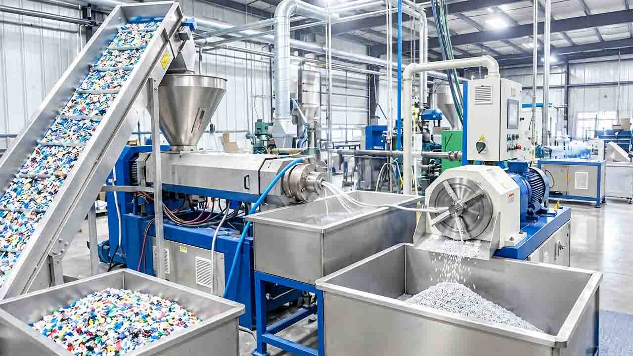 Professional recycling operator purchasing mixed agricultural film and selling pellets