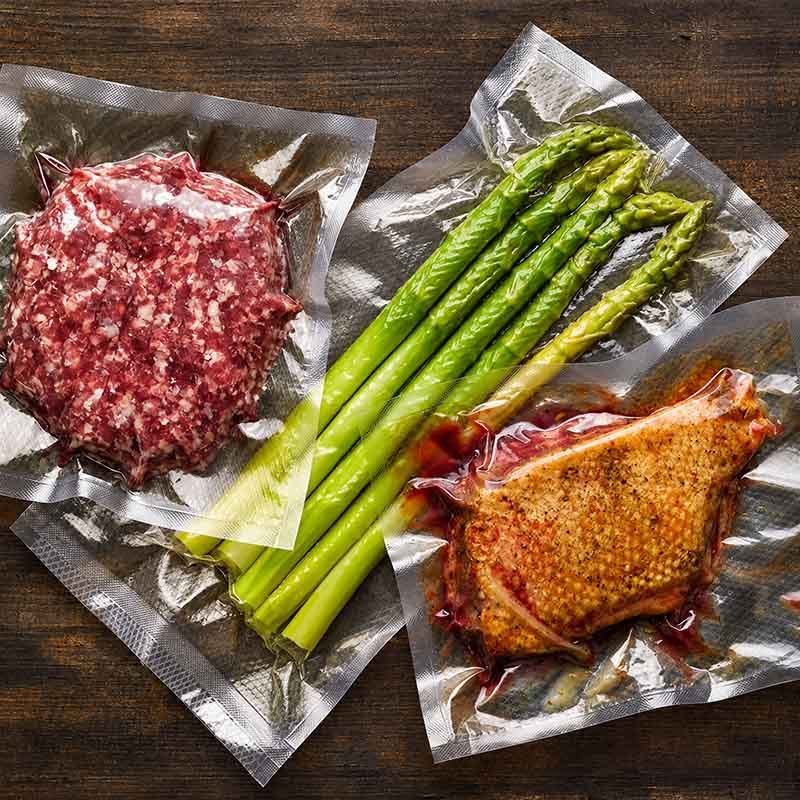Ultra-long shelf-life vacuum-packed food products in 9-layer EVOH barrier film